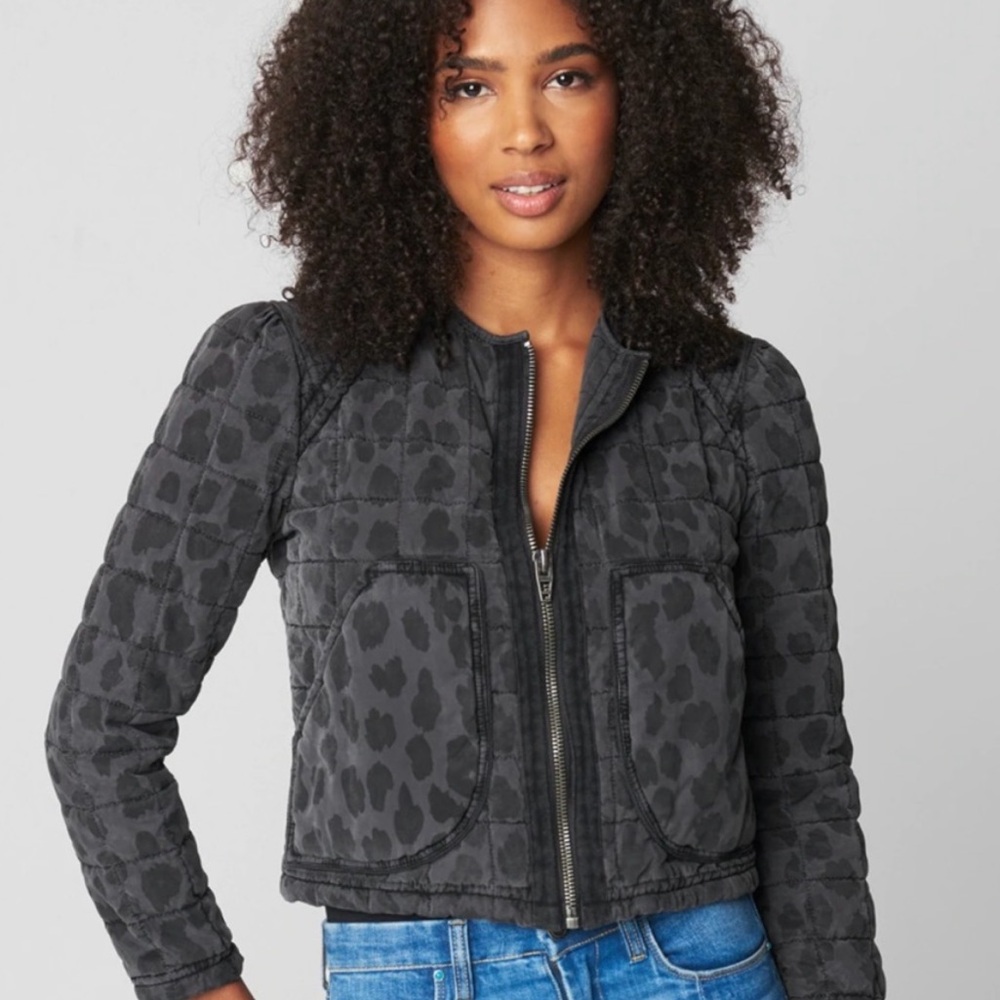 Blank NYC Women's Gray Quilted Animal Print Jacket